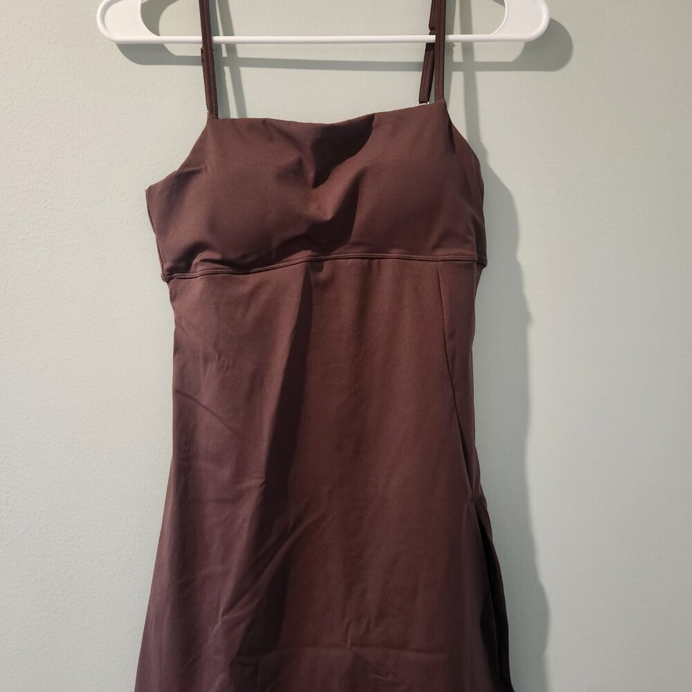 Brown Activewear Mini Dress with Open Back/tennis/golf dress - SZ Large